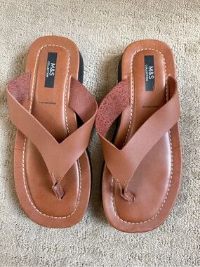 Marks & Spencer Tan Platform Leather Sandals